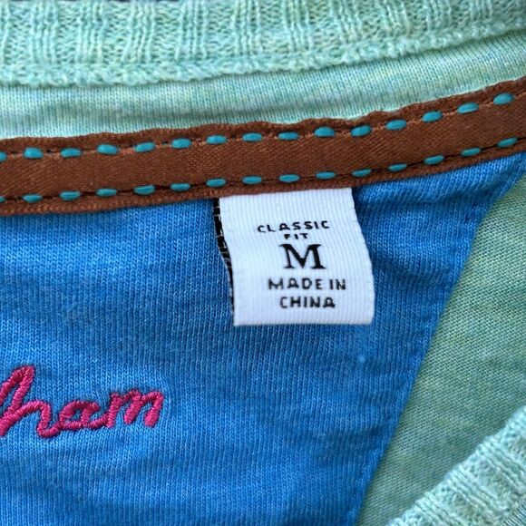 Robert Graham T-Shirt Size Medium Classic Fit V-Neck Green Short Sleeve Men's - Picture 6 of 8